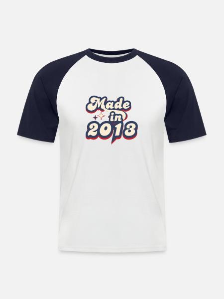 Made in 2013 retro - Men's Baseball T-Shirt - white/navy