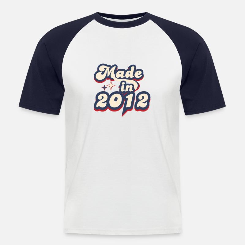 Made in 2012 retro - Men's Baseball T-Shirt - white/navy