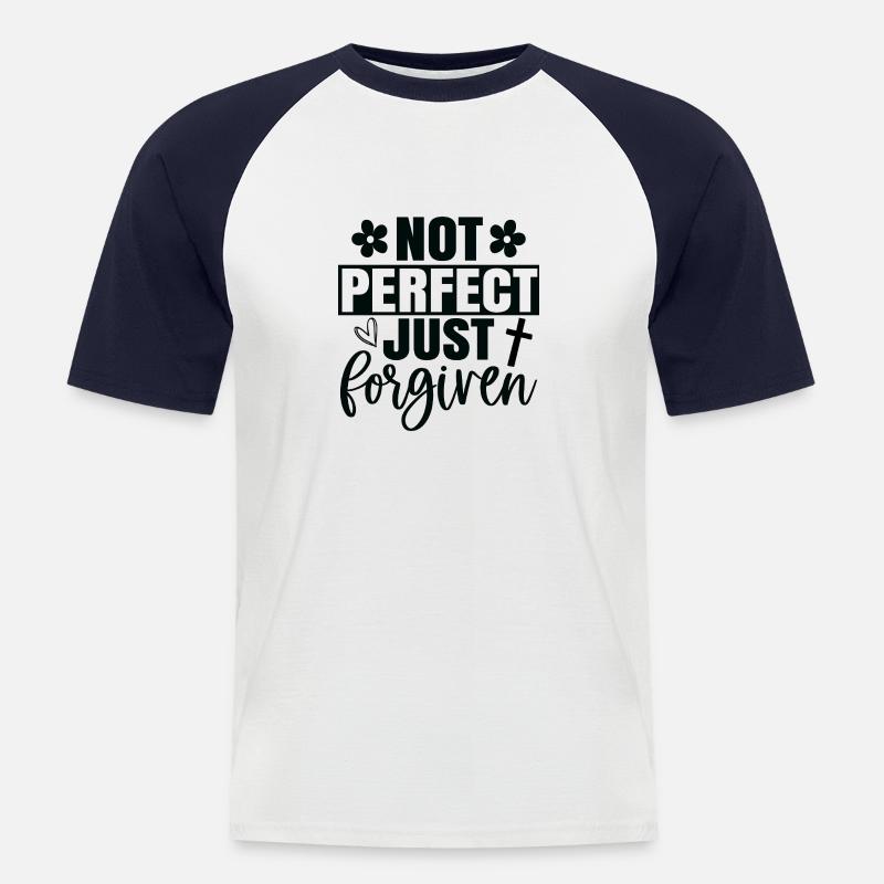Not perfect just forgiven - Männer Baseball-T-Shirt - Weiß/Navy