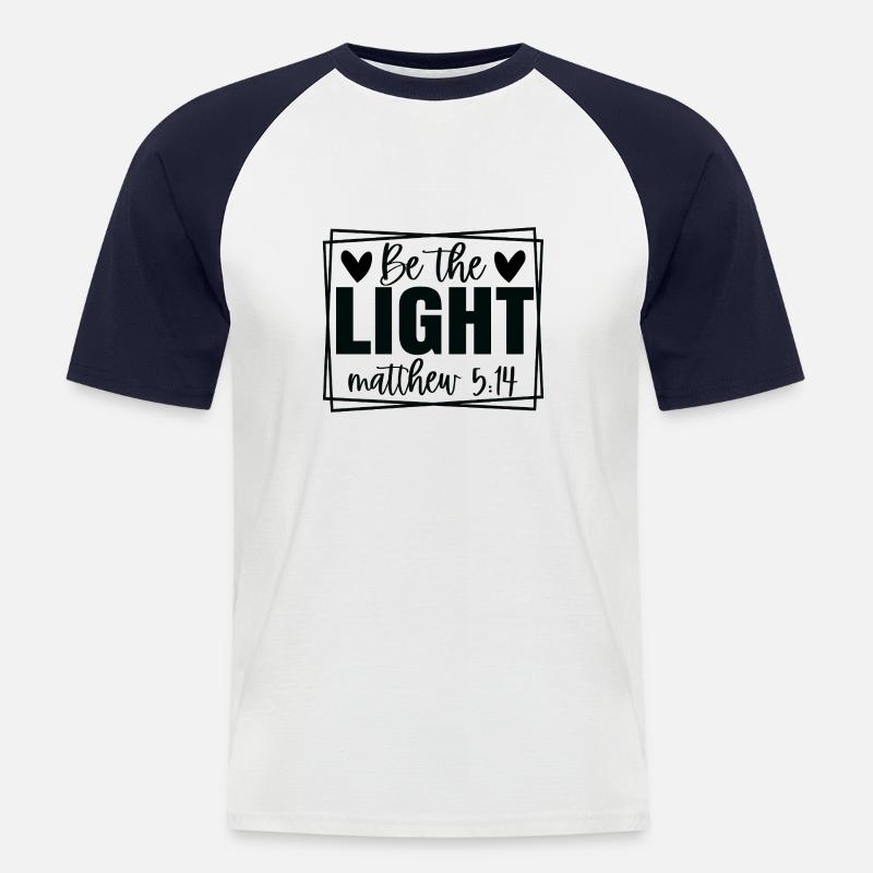 Sei das Licht - Männer Baseball-T-Shirt - Weiß/Navy