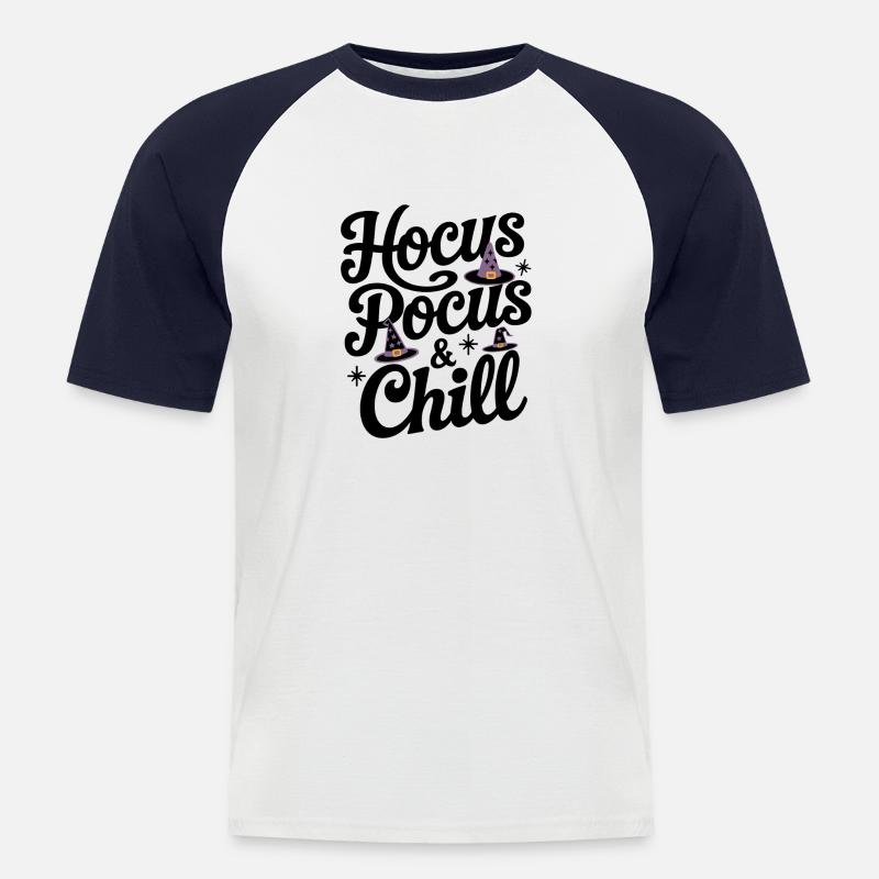 Hocus Pocus & Chill - Männer Baseball-T-Shirt - Weiß/Navy