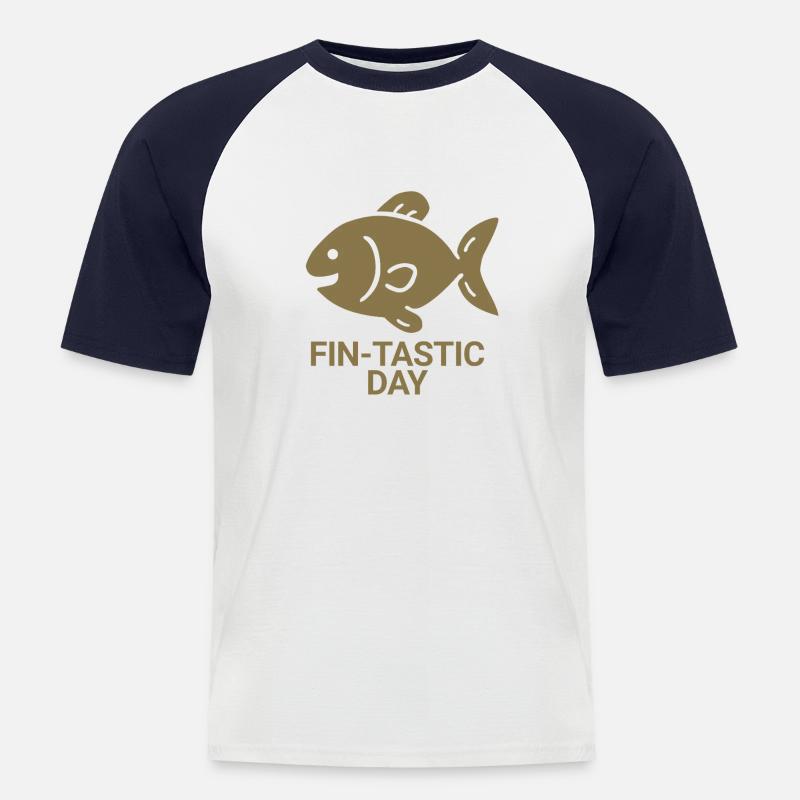 Fin-tastic day - Männer Baseball-T-Shirt - Weiß/Navy