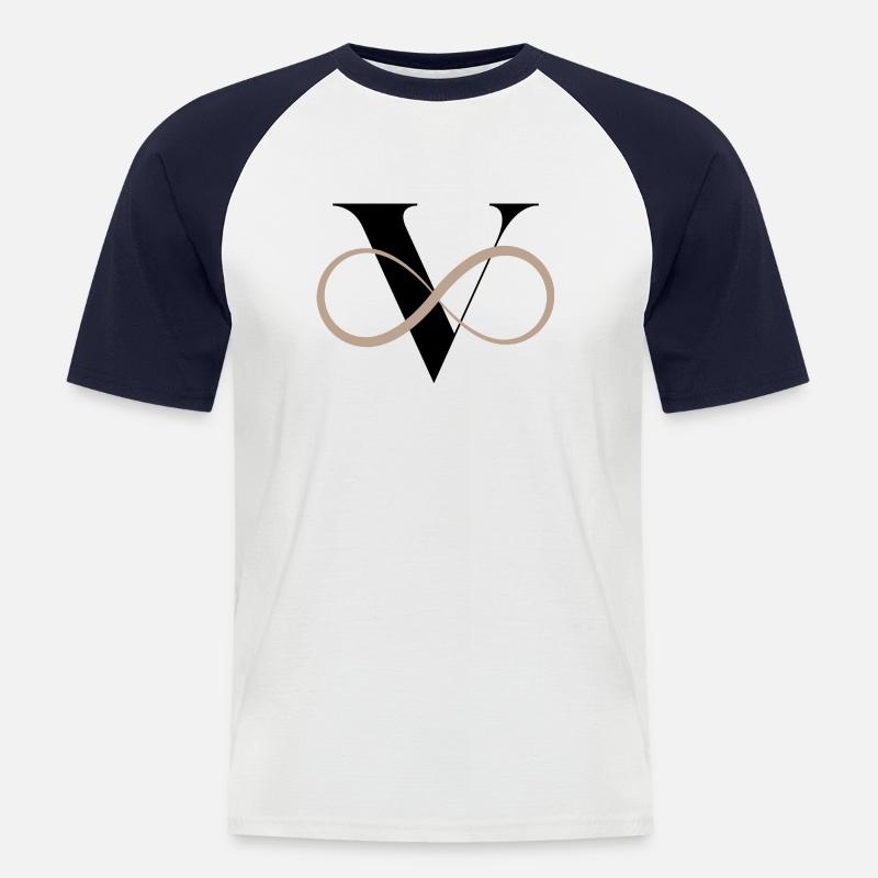 Unendlicher Buchstabe V - Männer Baseball-T-Shirt - Weiß/Navy