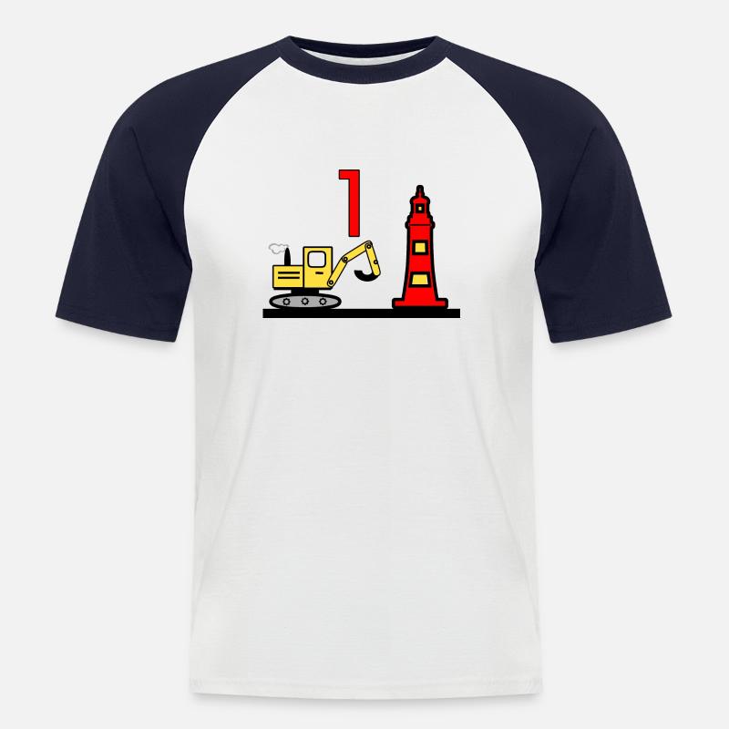 Bagger - Männer Baseball-T-Shirt - Weiß/Navy