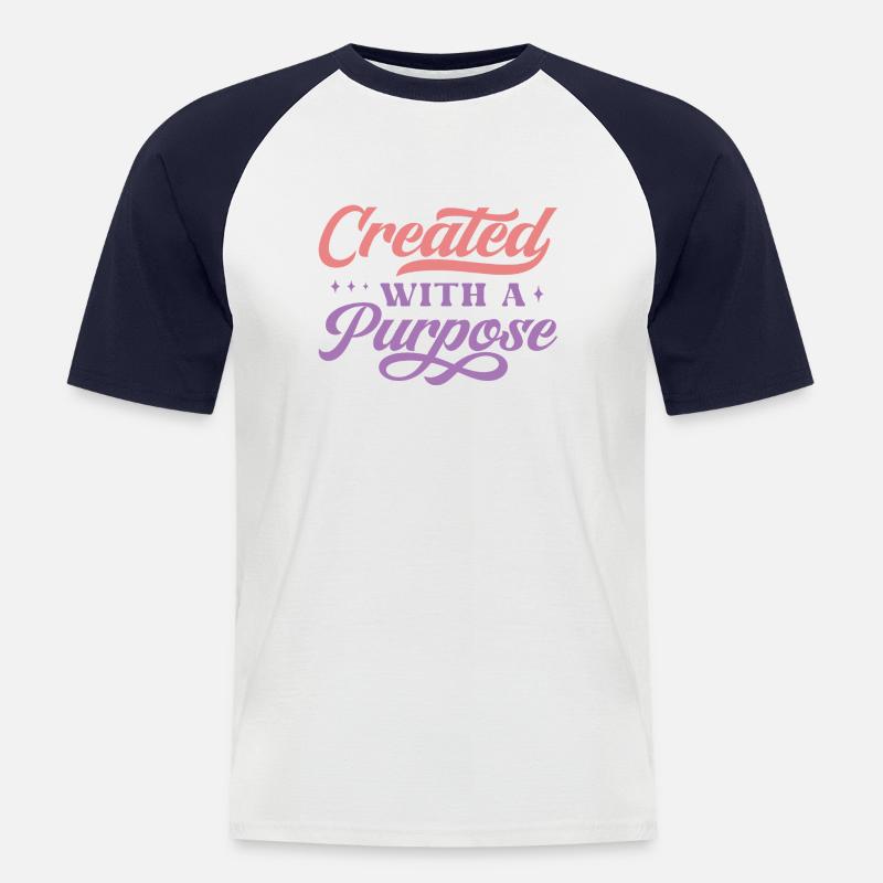 Created With A Purpose - Männer Baseball-T-Shirt - Weiß/Navy
