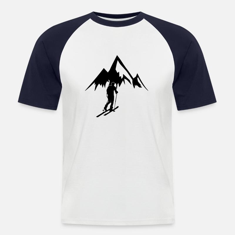 Sci alpinismo Sci alpinismo Regalo sci Escursioni in montagna - Maglia da baseball a manica corta da uomo - bianco/navy