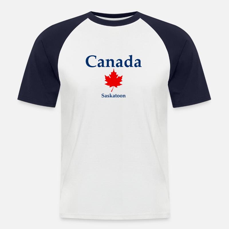 Saskatoon - Saskatchewan - Canada - Kanada - Männer Baseball-T-Shirt - Weiß/Navy