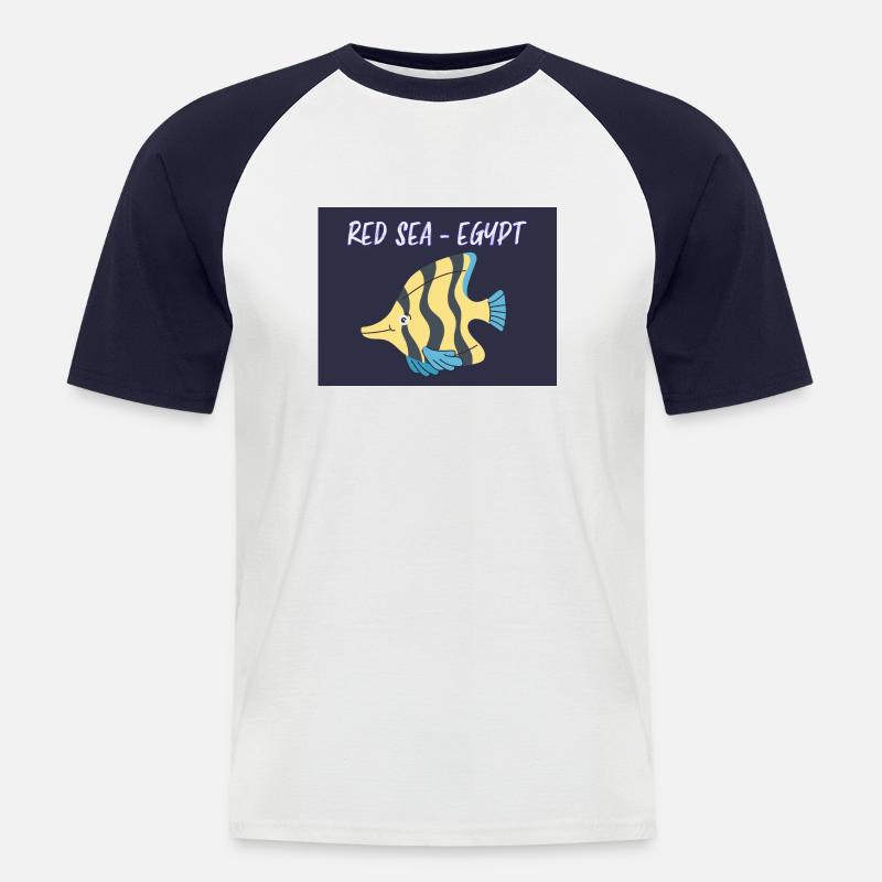 Red SEA Fish Design - Männer Baseball-T-Shirt - Weiß/Navy