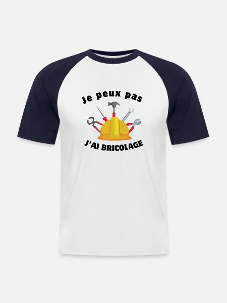 Ich kann nicht DIY - Männer Baseball-T-Shirt - Weiß/Navy