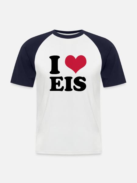 I Love Eis - Männer Baseball-T-Shirt - Weiß/Navy