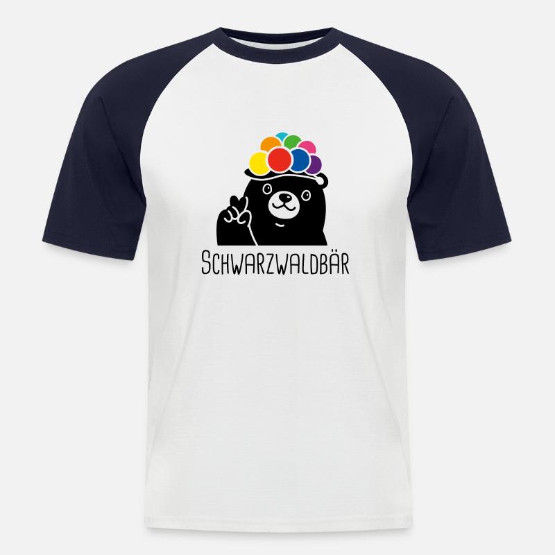 Schwarzwaldbär - Männer Baseball-T-Shirt - Weiß/Navy