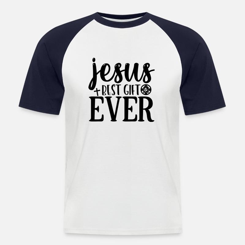 jesus best gift ever - Männer Baseball-T-Shirt - Weiß/Navy
