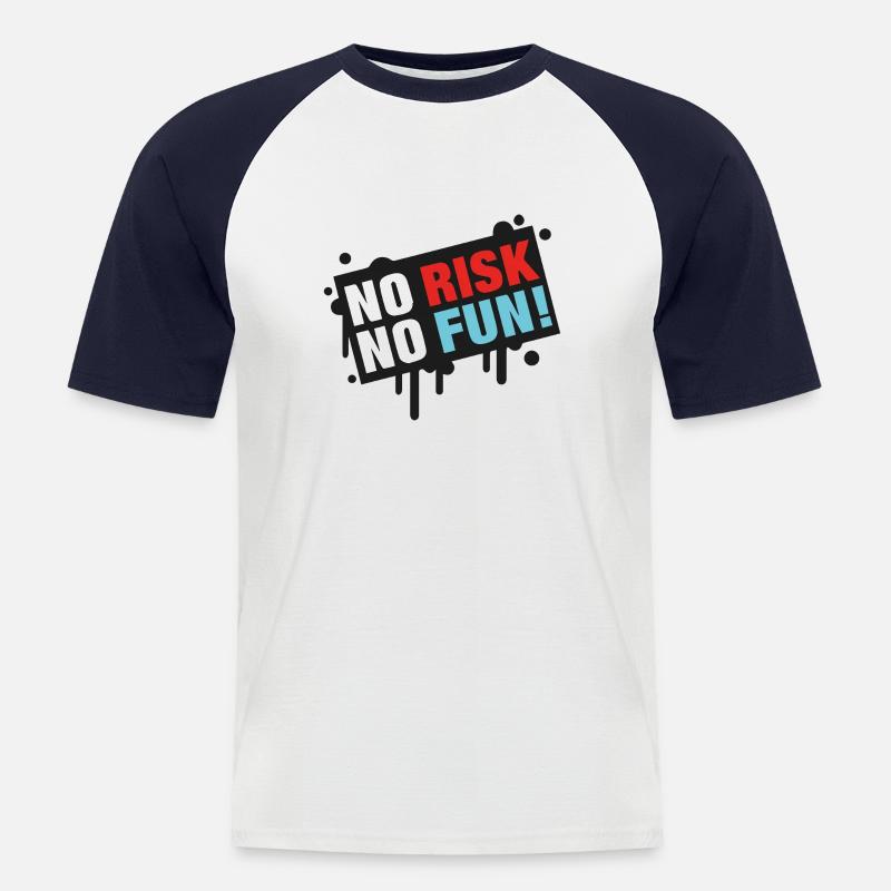 No Risk - No Fun! - Männer Baseball-T-Shirt - Weiß/Navy