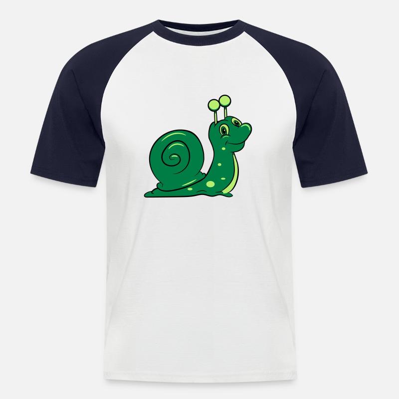 Schnecke lustig Kinder - Männer Baseball-T-Shirt - Weiß/Navy