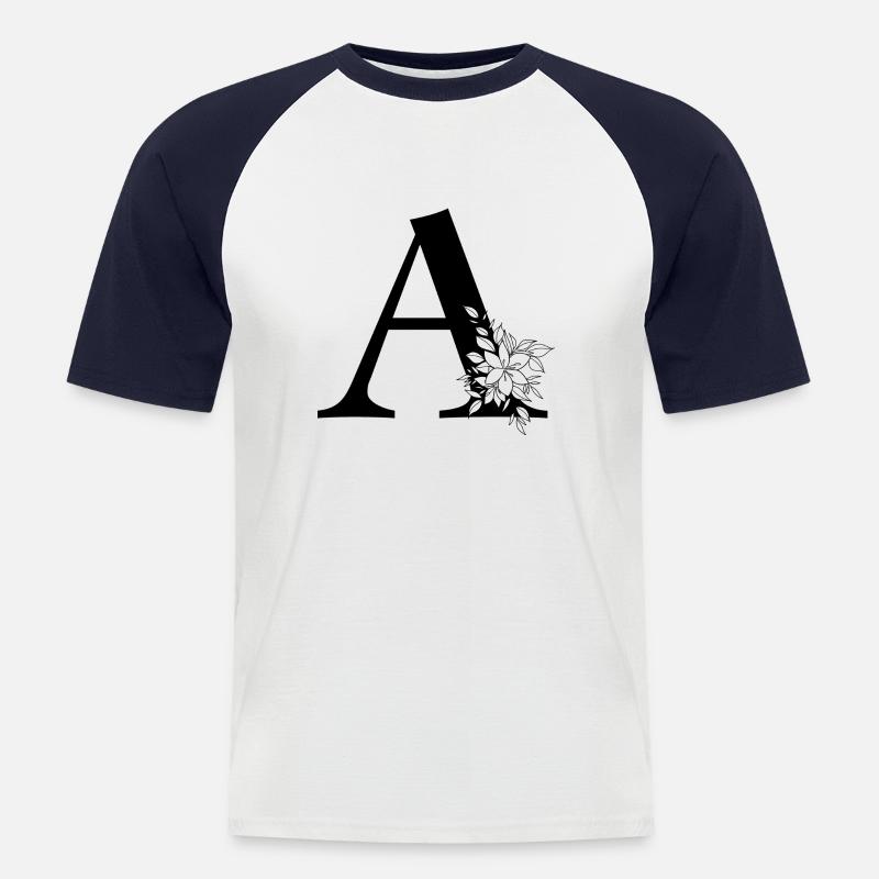 Buchstabe A - Männer Baseball-T-Shirt - Weiß/Navy