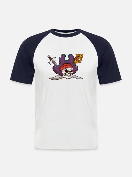 Pirate Skull - Men's Baseball T-Shirt - white/navy