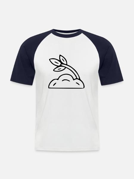 Plant drawing nature sketch black - Men's Baseball T-Shirt - white/navy