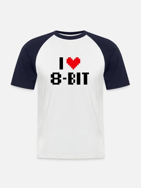 I love 8bit - Men's Baseball T-Shirt - white/navy