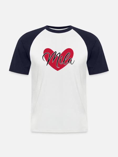 Mila surname first name - Men's Baseball T-Shirt - white/navy