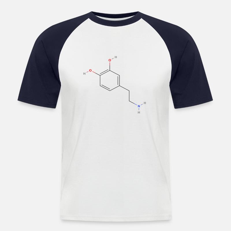 Dopaminmolekül - Farbige Strukturformel - Männer Baseball-T-Shirt - Weiß/Navy