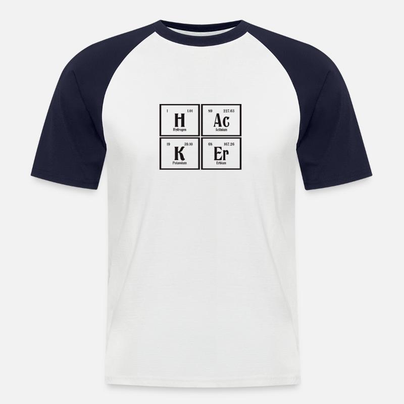 | hacker Tableau périodique des éléments - T-shirt baseball manches courtes Homme - blanc/marine