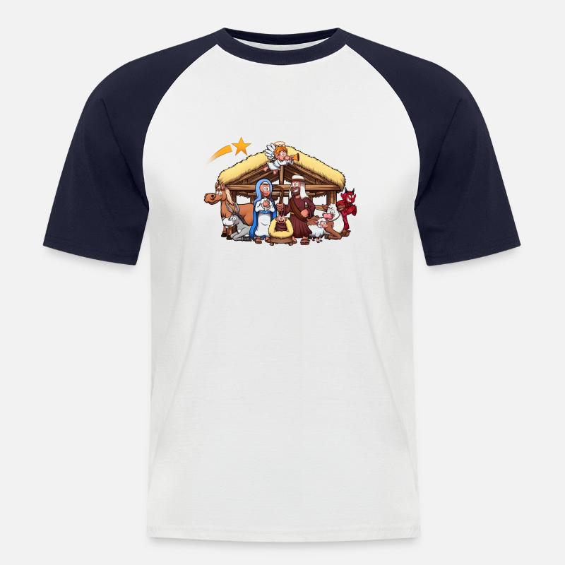 Presepe - Maglia da baseball a manica corta da uomo - bianco/navy