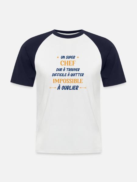 Un super chef - T-shirt baseball manches courtes Homme - blanc/marine