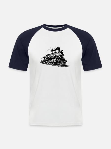 Railway at Christmas - Men's Baseball T-Shirt - white/navy