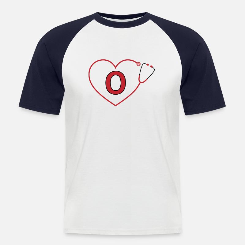 Buchstabe o Stethoskop - Männer Baseball-T-Shirt - Weiß/Navy