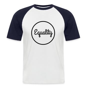 pro Equality II B/W black - Männer Baseball-T-Shirt - Weiß/Navy - Vorne - Nik (191cm)