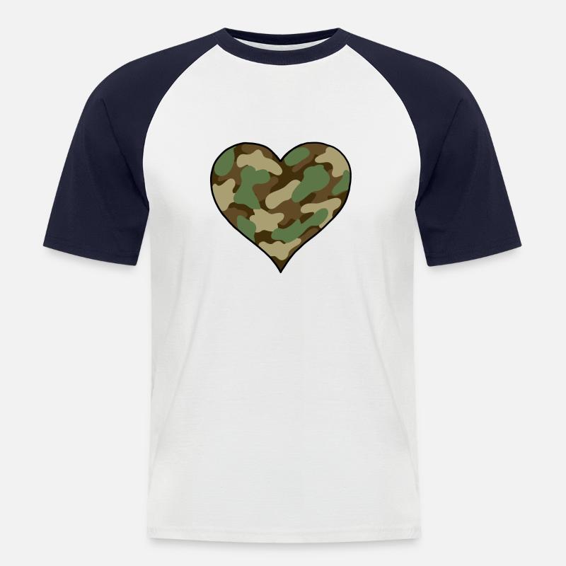 Getarntes Herz - Männer Baseball-T-Shirt - Weiß/Navy