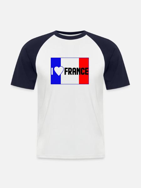 Ich liebe Frankreich - Männer Baseball-T-Shirt - Weiß/Navy
