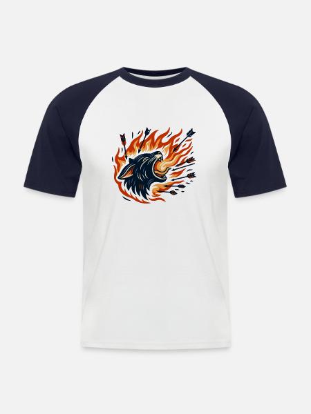 cat with arrows - Men's Baseball T-Shirt - white/navy