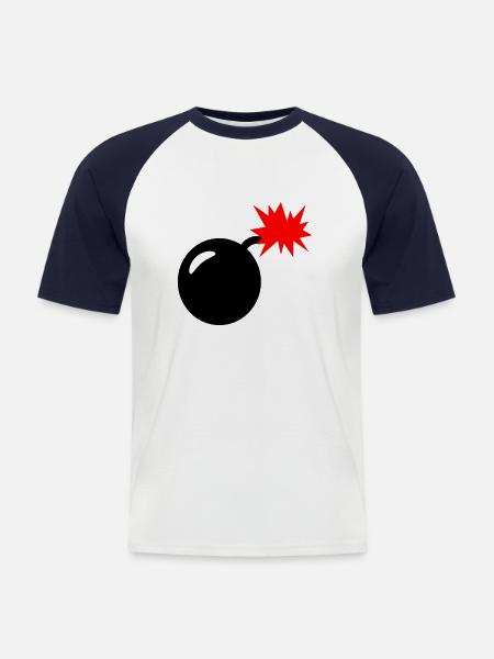 Bombe - Männer Baseball-T-Shirt - Weiß/Navy