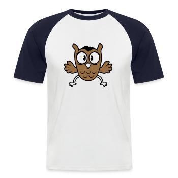 Owl Eagle Owl Jumps Funny, Jumping Jack Flies Flutters - Men's Baseball T-Shirt - white/navy - Front - Nik (191cm)