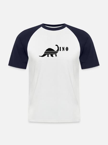 Dino - Männer Baseball-T-Shirt - Weiß/Navy