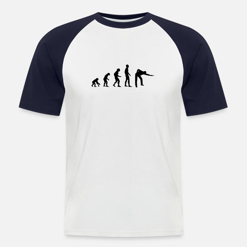 Evolution Billiard - Männer Baseball-T-Shirt - Weiß/Navy