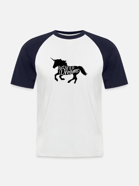 Unicorn - Männer Baseball-T-Shirt - Weiß/Navy