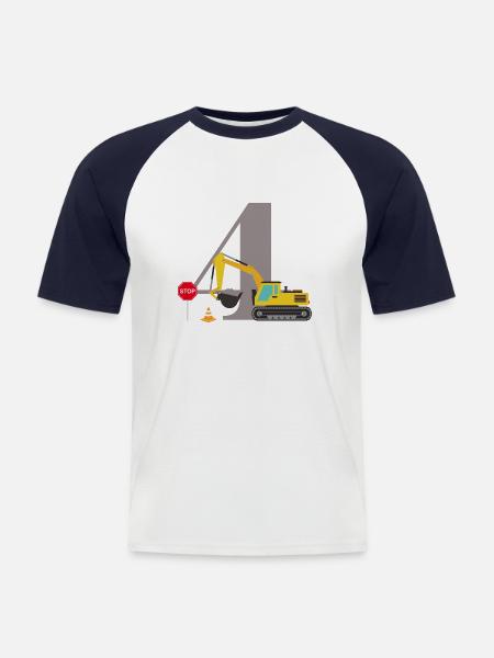 4th anniversary excavator - Men's Baseball T-Shirt - white/navy