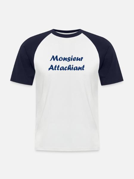Attachiant - T-shirt baseball manches courtes Homme - blanc/marine