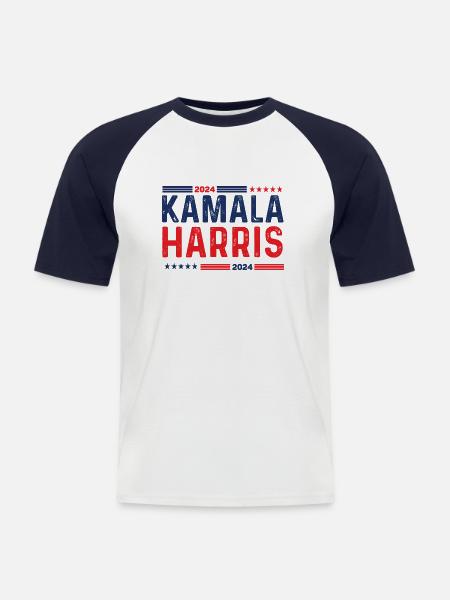 KAMALA HARRIS Amérique - T-shirt baseball manches courtes Homme - blanc/marine