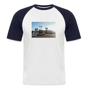 Palm Springs Muscle Cars - Men's Baseball T-Shirt - white/navy - Front - Nik (191cm)