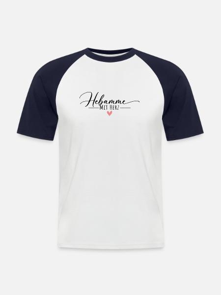 Hebamme mit Herz - Männer Baseball-T-Shirt - Weiß/Navy