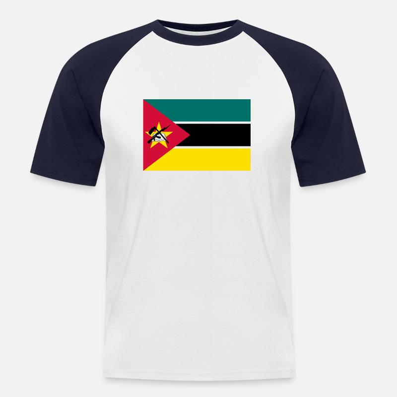 Mosambik - Männer Baseball-T-Shirt - Weiß/Navy