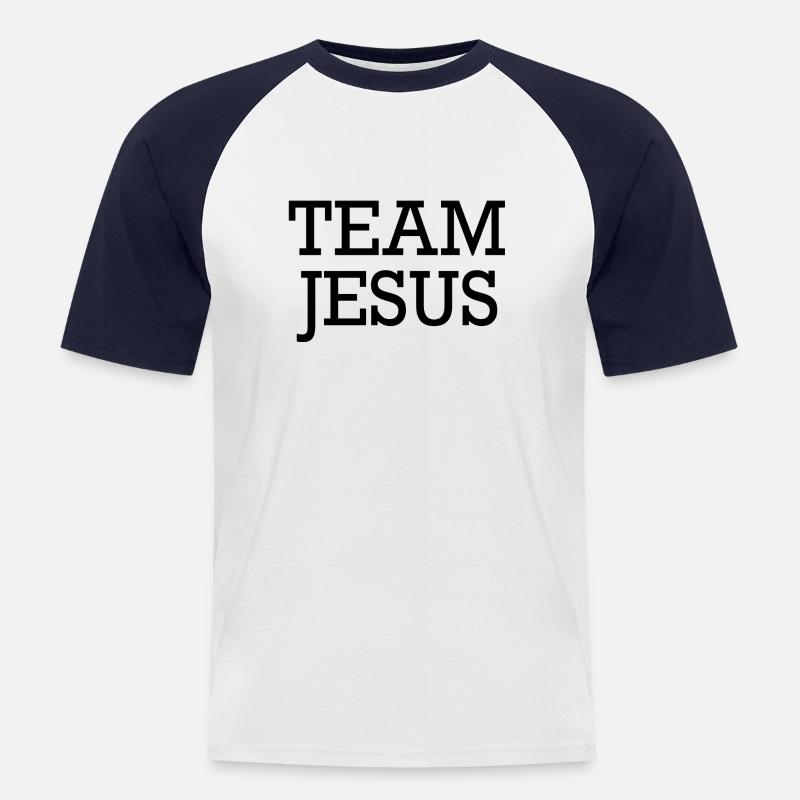 Team Jesus Geschenk Spruch - Männer Baseball-T-Shirt - Weiß/Navy