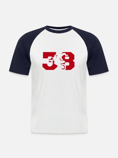 Moto 38 Biker - Männer Baseball-T-Shirt - Weiß/Navy