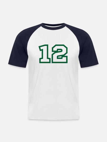 Number 12 green sport - Men's Baseball T-Shirt - white/navy