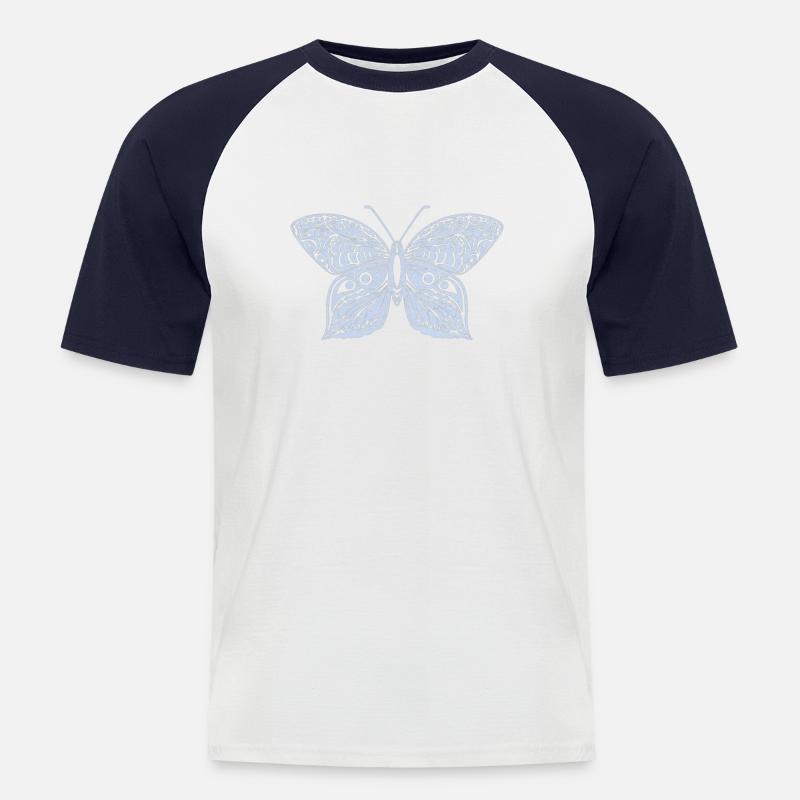Schmetterling - Männer Baseball-T-Shirt - Weiß/Navy