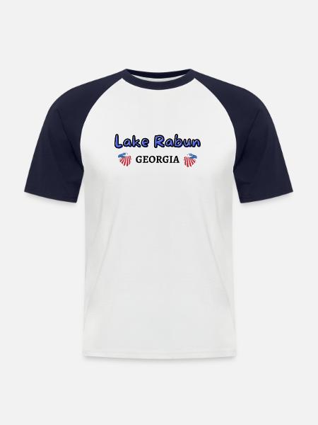 Lake Rabun Georgia beautiful - Men's Baseball T-Shirt - white/navy