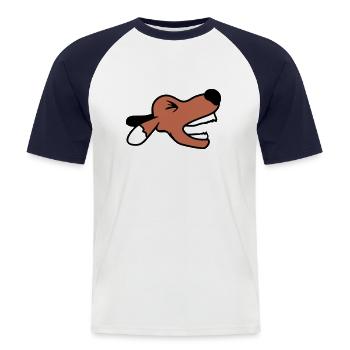 Dog, angry, biting, , barking, barking, loud, yapping - Men's Baseball T-Shirt - white/navy - Front - Nik (191cm)